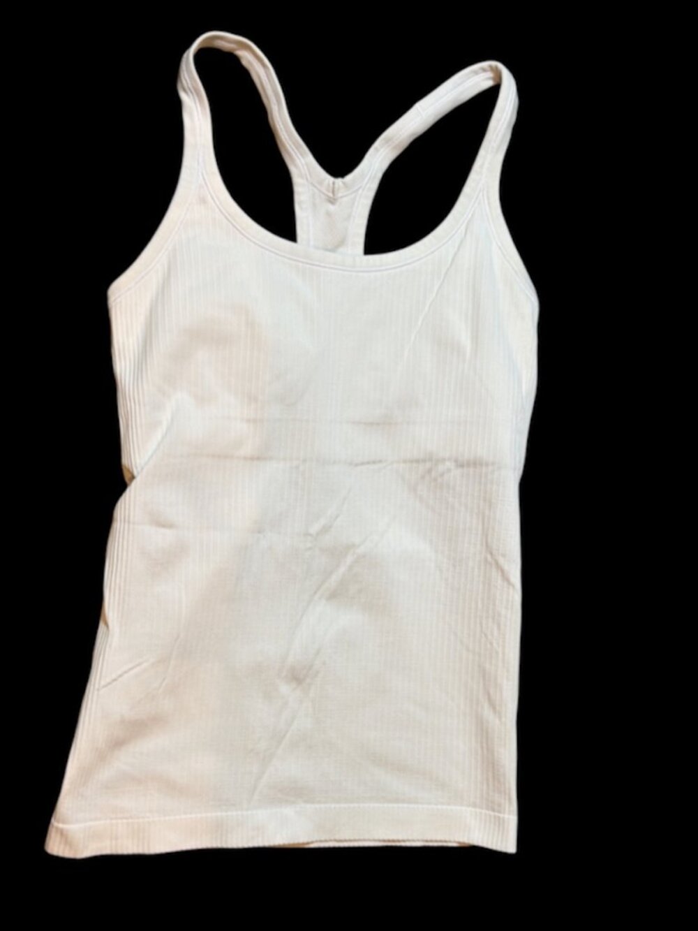 Lululemon White Ribbed Tank Top Built in Bra
